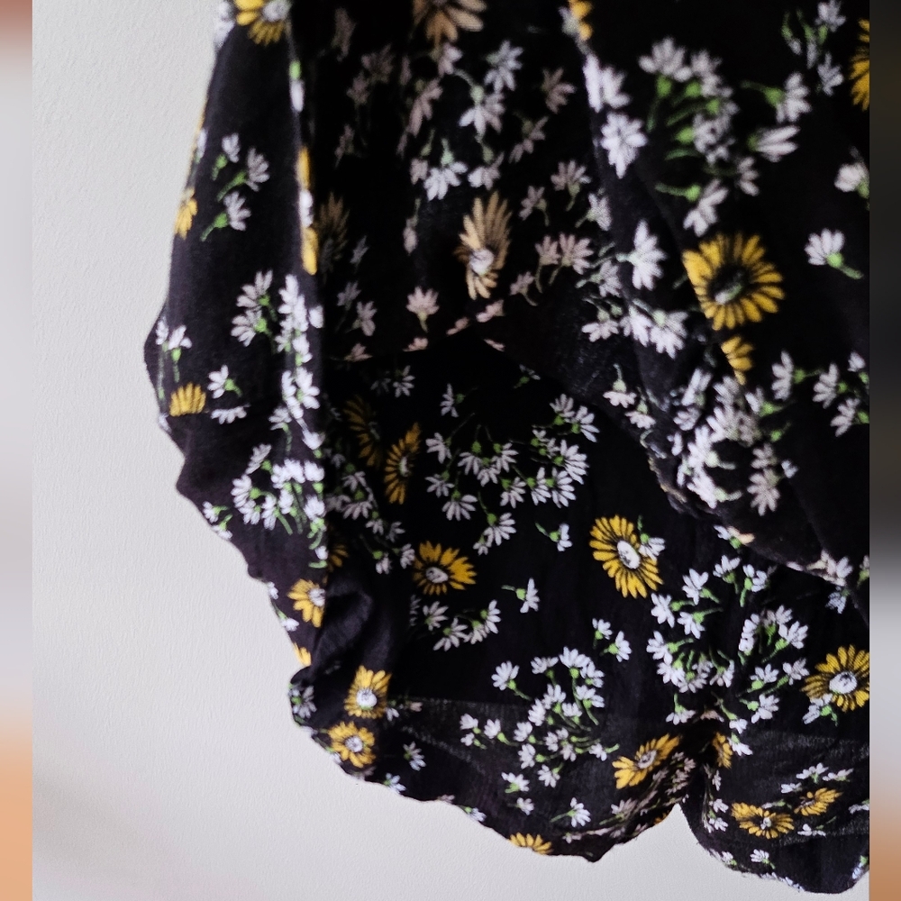 Free People Jinx Black Floral Print Tie-Front Romper Size 10 - Picture 8 of 11